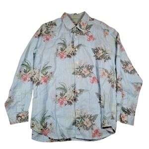 Tommy Bahama Riviera Breezer Shirt Sz XL‎ Light Blue Mistral Floral Long Sleeve